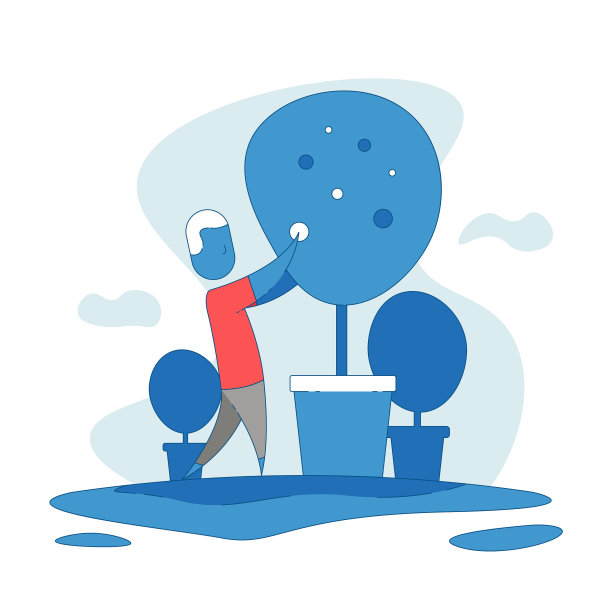 男农民独自收割扁平的蓝色水果图片下载