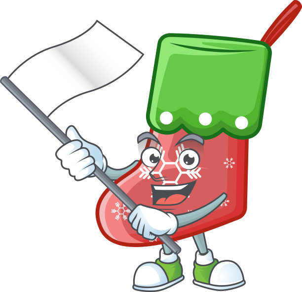 可爱的旗子和圣诞老人的袜子卡通图片下载