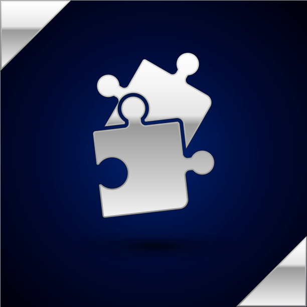 银块拼图图标孤立在深蓝色图片下载