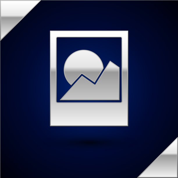 银色相框图标孤立在深蓝色图片下载