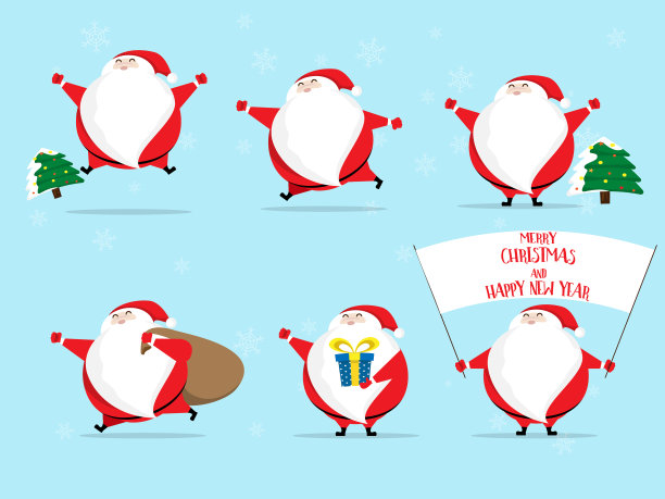 圣诞老人平面设计卡通布景快乐图片下载