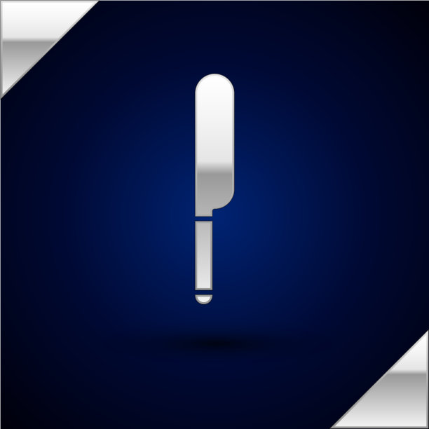 银刀图标孤立在深蓝色的背景图片下载