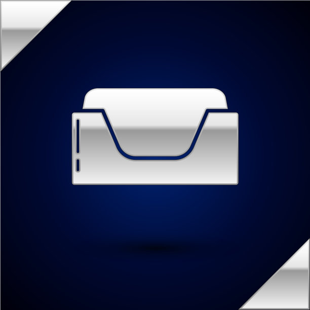 银色宠物床图标孤立在深蓝色图片下载