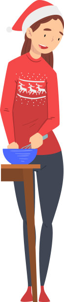 为圣诞节做饭的年轻女子图片下载