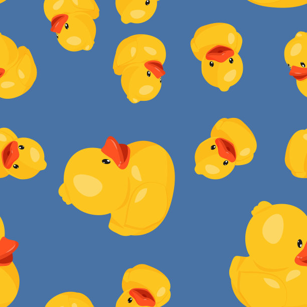 黄色无缝橡皮鸭图案好玩的小朋友图片下载