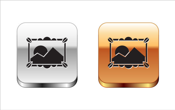 黑色图片风景图标孤立在白色图片下载