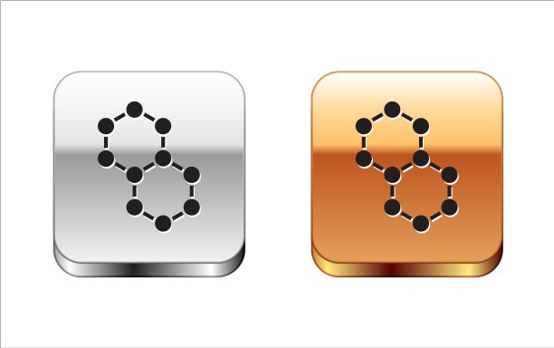 黑色分子图标孤立在白色背景上图片下载