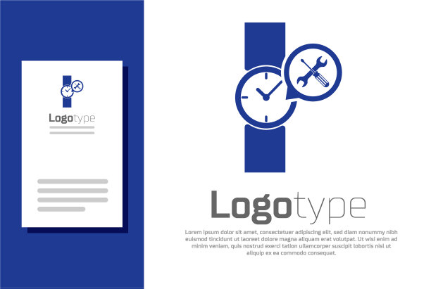 蓝色腕表，带有螺丝刀和扳手图标图片下载