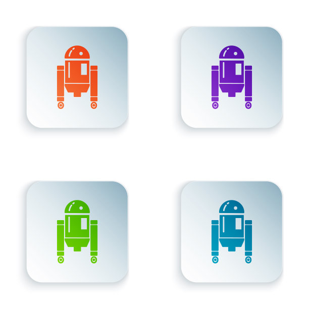 彩色机器人图标隔离在白色背景设置图片下载