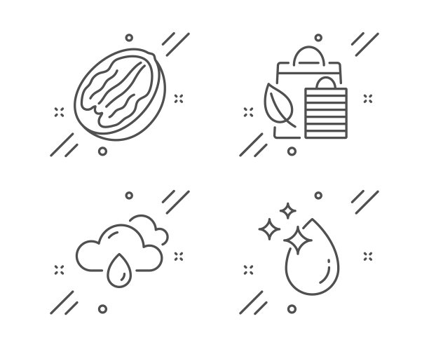 生物购物山核桃坚果和下雨天气图标图片下载