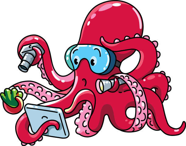 章鱼海洋学家ABC搞笑动物字母表o图片下载