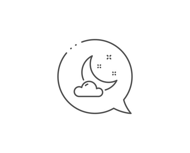 夜间天气线图标月亮与云标志图片下载