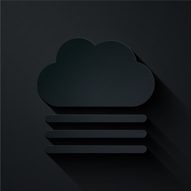 纸割雾和云图标孤立在黑色图片下载