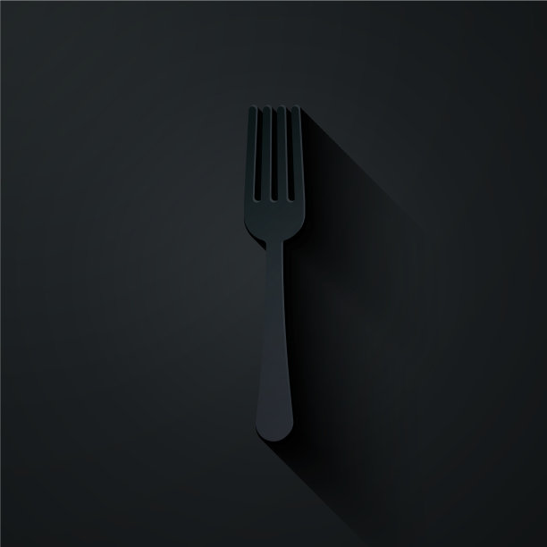 剪纸叉图标孤立在黑色背景图片下载