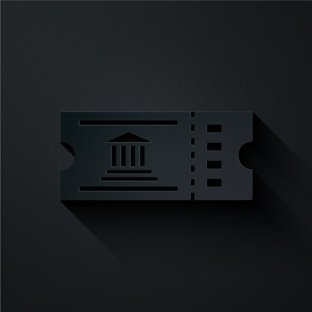 剪纸博物馆门票图标孤立在黑色图片下载