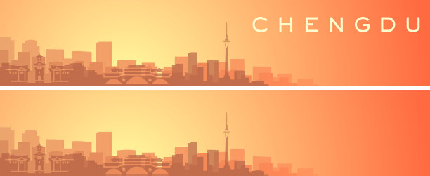成都美丽的天际线风光横幅图片下载