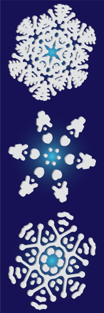 可爱的雪花与阴影的蓝色背景图片下载