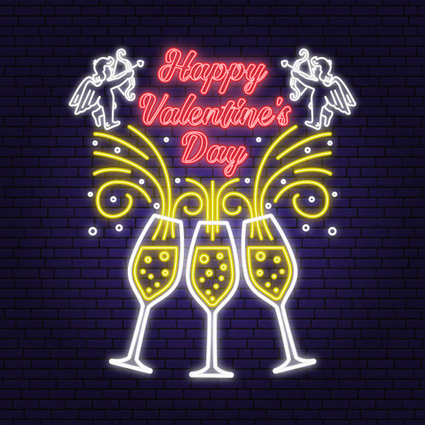 情人节快乐霓虹贺卡传单图片下载