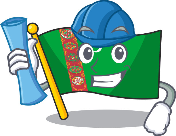 欢快的建筑师旗帜土库曼斯坦卡通风格图片下载