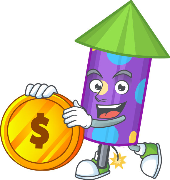 快乐点烟花火箭卡通人物与图片下载