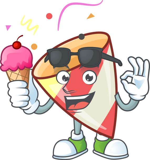 吉祥物的特点与爆炸的五彩纸屑图片下载