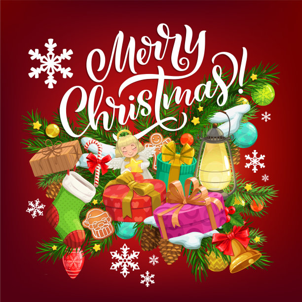 圣诞树礼物，礼物和姜饼图片下载