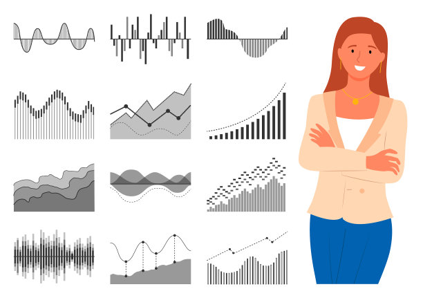 秘书女士微笑站在信息图表图片下载