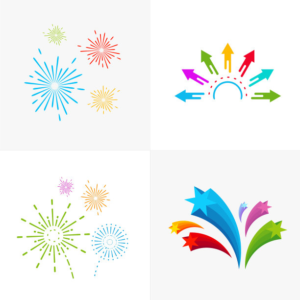 烟花线条图标新年快乐图片下载