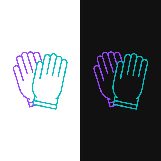 绿色和紫色线花园手套图标孤立图片下载