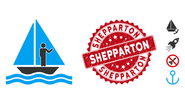 在游艇上刻有谢伯顿邮票的图标图片下载
