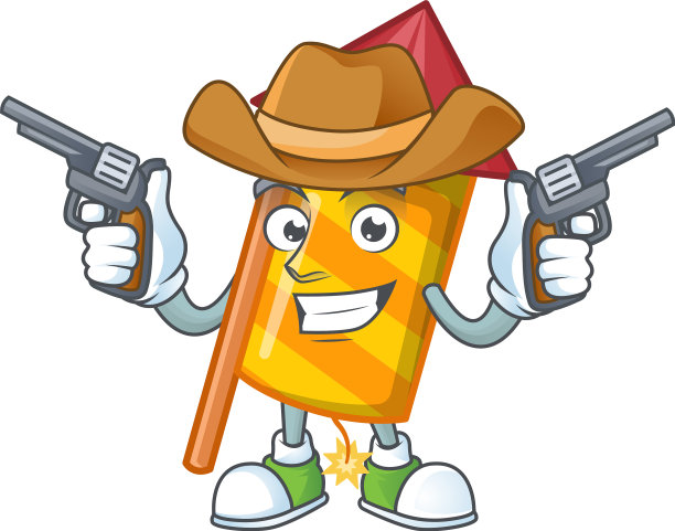 黄色条纹烟花火箭卡通人物图片下载