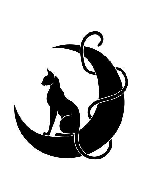 优雅优雅的猫坐在月亮上图片下载