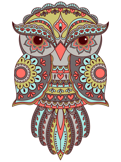 各种图案的严肃猫头鹰图片下载