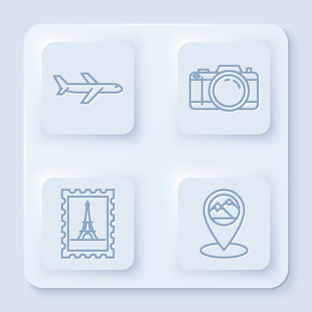 设线平面摄影邮政邮票和相机图片下载