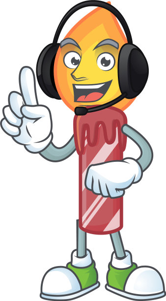 红色条纹蜡烛可爱卡通人物设计图片下载