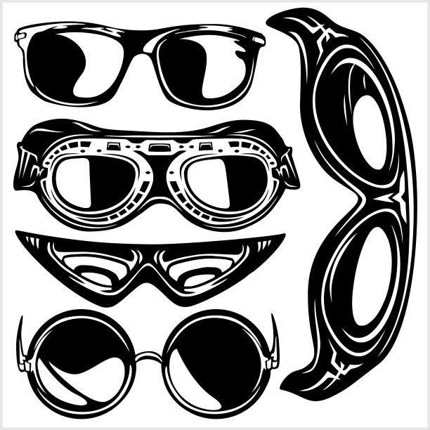 设置gangset眼镜孤立在白色图片下载