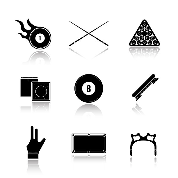 台球投阴影黑色图标设置图片下载