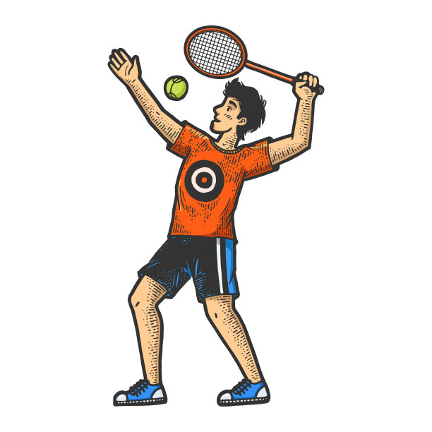 网球运动员素描版画图片下载