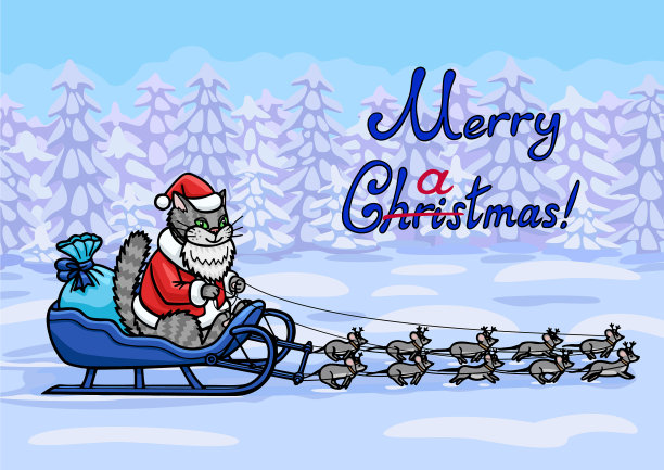 卡通一只小猫圣诞节图片下载