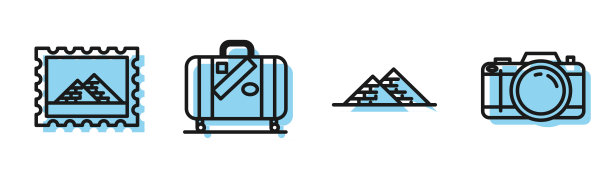 Set line埃及金字塔邮政邮票和埃及图片下载