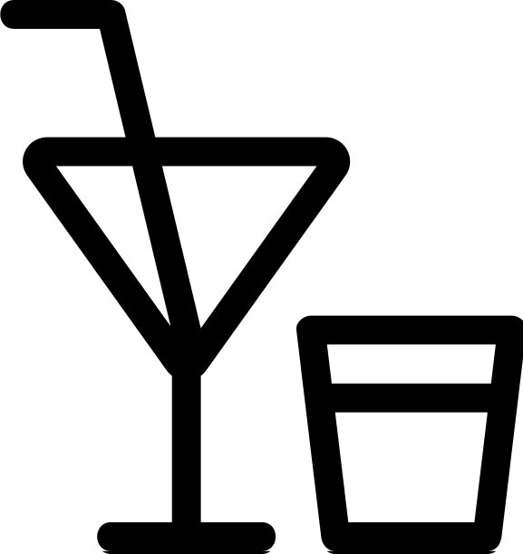 鸡尾酒图标孤立的轮廓符号图片下载