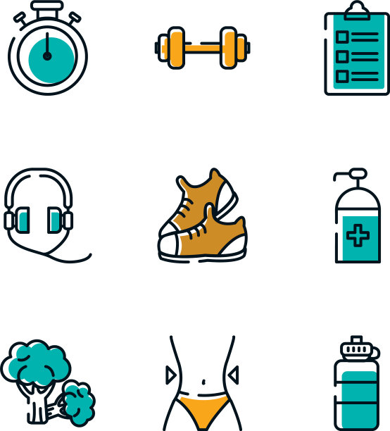 孤立健康生活方式图标集设计图片下载