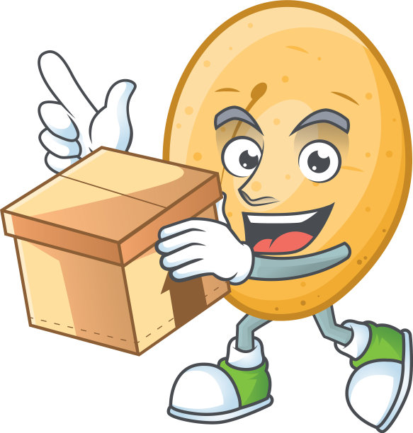 可爱的土豆卡通人物风格拿着一个盒子图片下载