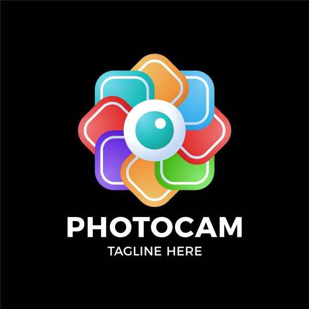 带有相机快门标志的彩色方形相框图片下载