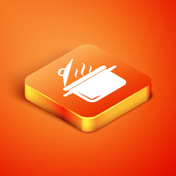 等距烹饪锅图标孤立在橙色图片下载