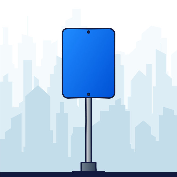 广场蓝色路标上的背景景观图片下载