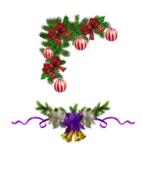 圣诞装饰用冷杉树金色的叮当声图片下载