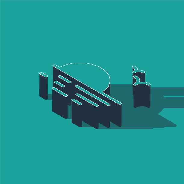 等距日落图标孤立在绿色背景图片下载