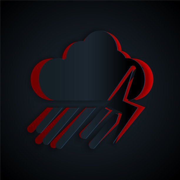 纸剪云与雨和闪电的图标图片下载