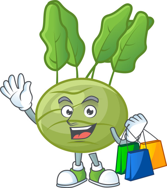 喜气洋洋的大头菜吉祥物挥手抱着图片下载